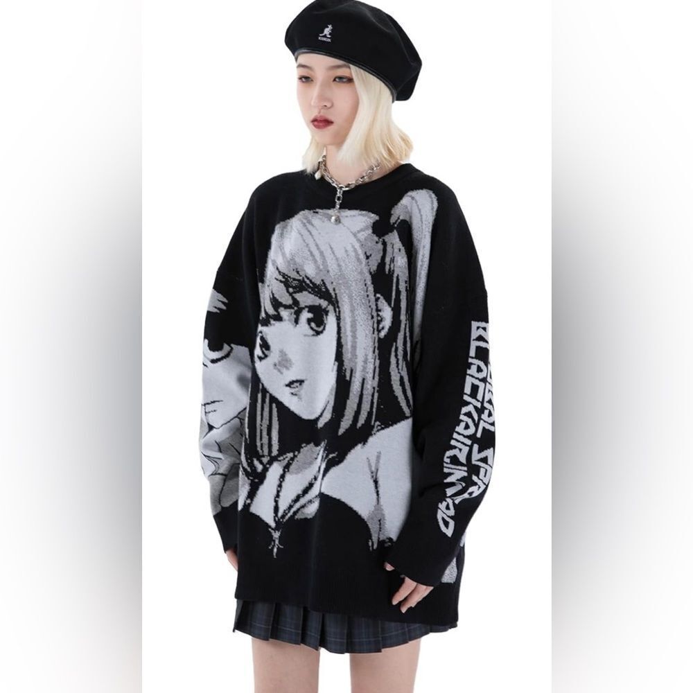Anime Girl Figure Sweater Graphic Long Sleeve Oversize  Unisex 3D